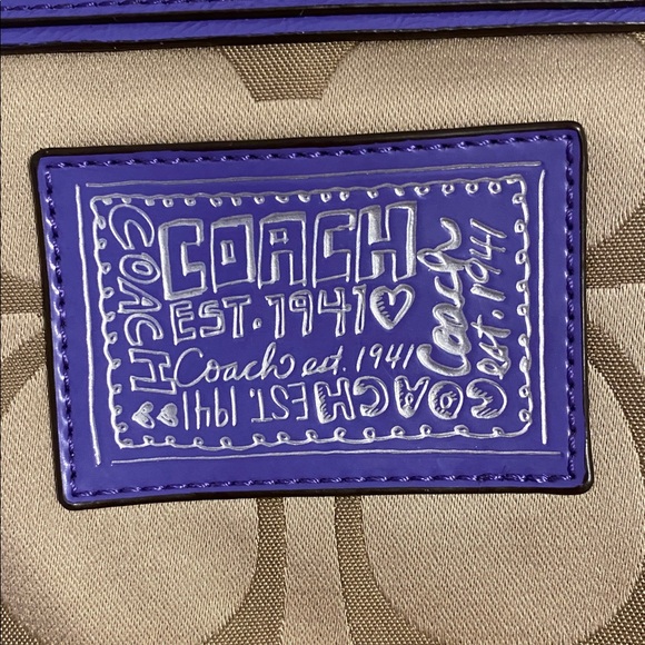 Coach Tan and Purple Women's Tote, looks like it was never used but see strap. - Picture 9 of 11